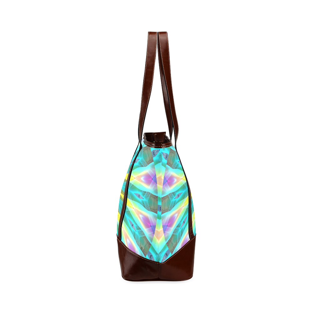 Golden Violet Peacock Sunrise Abstract Wind Flower Tote Handbag (Model 1642)