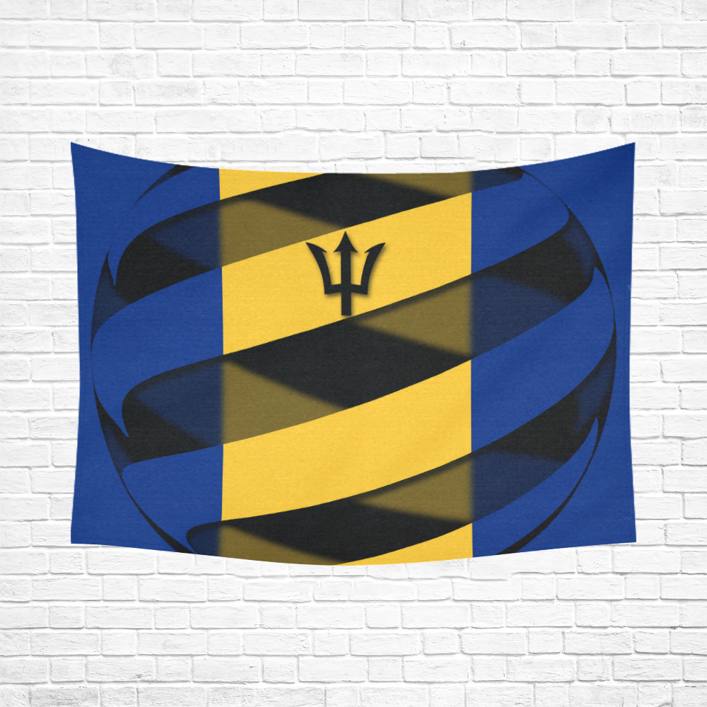 The Flag of Barbados Cotton Linen Wall Tapestry 80"x 60"