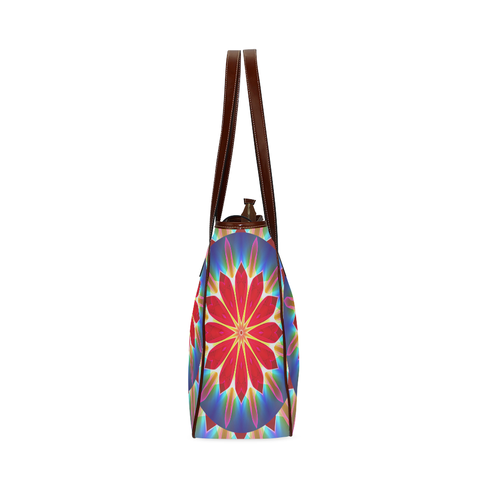 Blue Ice Flowers Red Abstract Modern Petals Zen Classic Tote Bag (Model 1644)