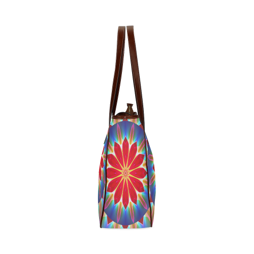 Blue Ice Flowers Red Abstract Modern Petals Zen Classic Tote Bag (Model 1644)