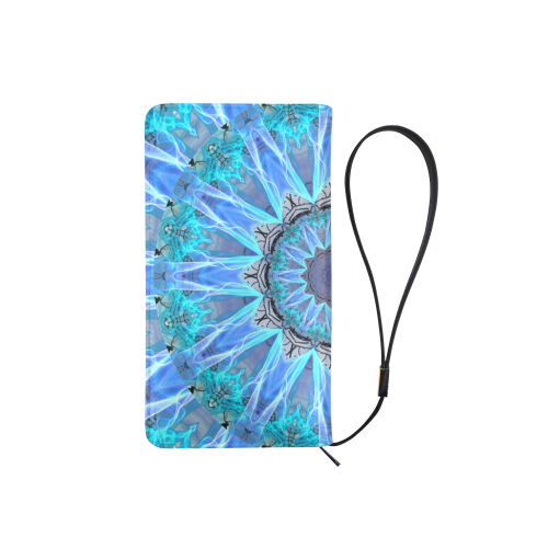 Sapphire Ice Flame, Cyan Blue Crystal Wheel Men's Clutch Purse （Model 1638）