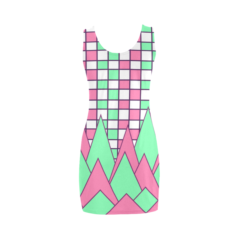 Geometry in pink and green Medea Vest Dress (Model D06)