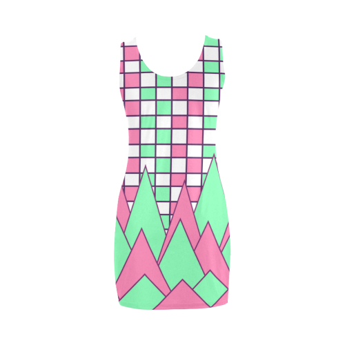 Geometry in pink and green Medea Vest Dress (Model D06)