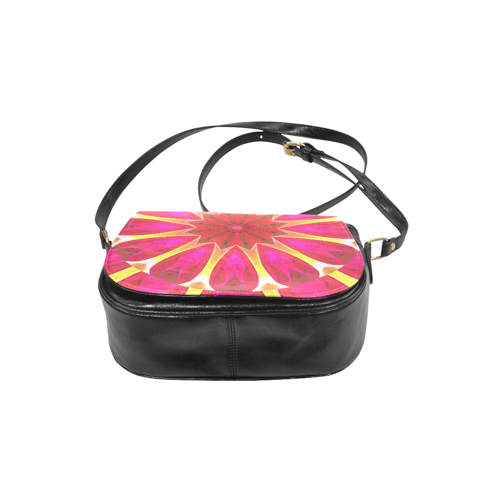 Cherry Daffodil Abstract Modern Pink Flowers Zen Classic Saddle Bag/Large (Model 1648)