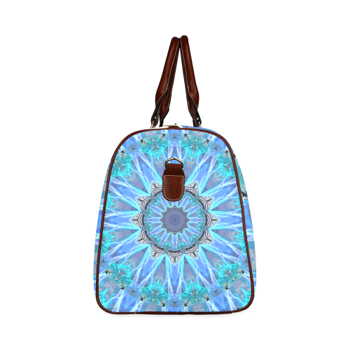 Sapphire Ice Flame, Cyan Blue Crystal Wheel Waterproof Travel Bag/Small (Model 1639)