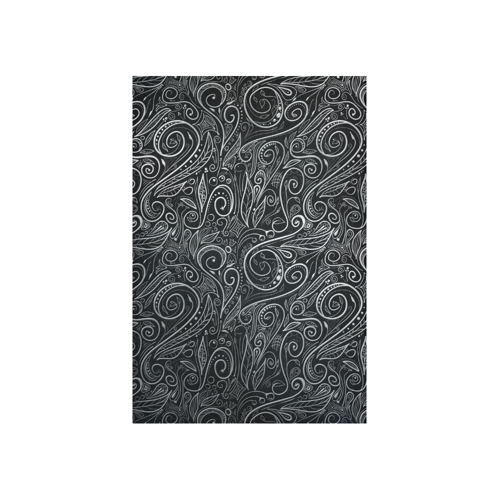 A elegant floral damasks in  silver and black Cotton Linen Wall Tapestry 40"x 60"