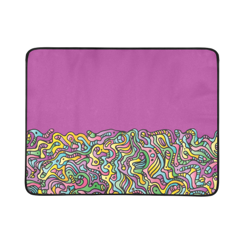 Colorful Tidal Pool, abstract animals, purple Beach Mat 78"x 60"