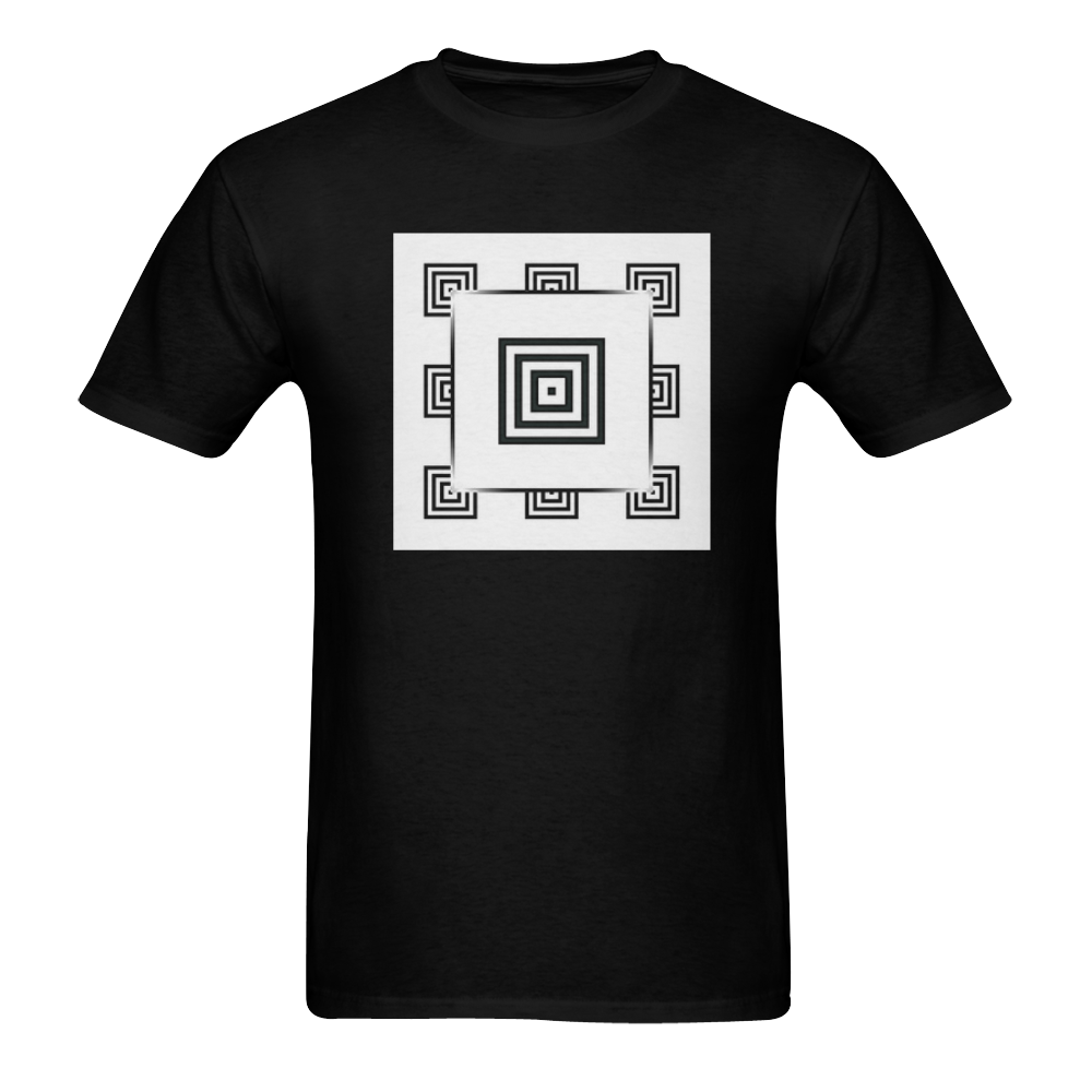 Solid Squares Frame Mosaic Black & White Men's T-Shirt in USA Size (Two Sides Printing)