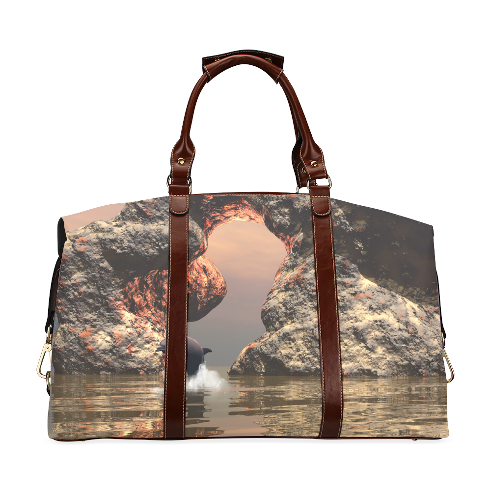Dolphin in the sunset Classic Travel Bag (Model 1643)