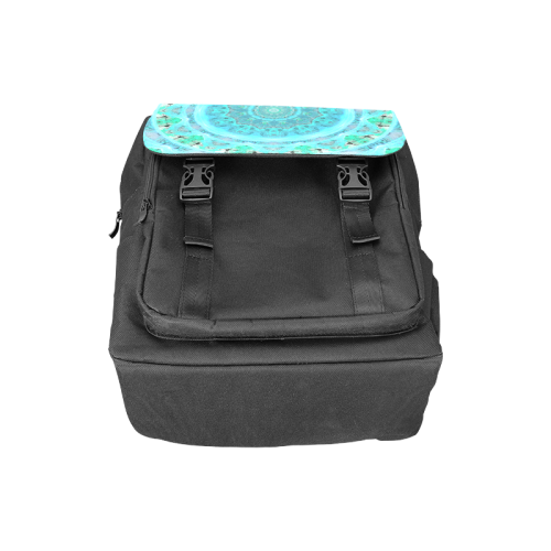 Teal Cyan Ocean Abstract Modern Lace Lattice Casual Shoulders Backpack (Model 1623)