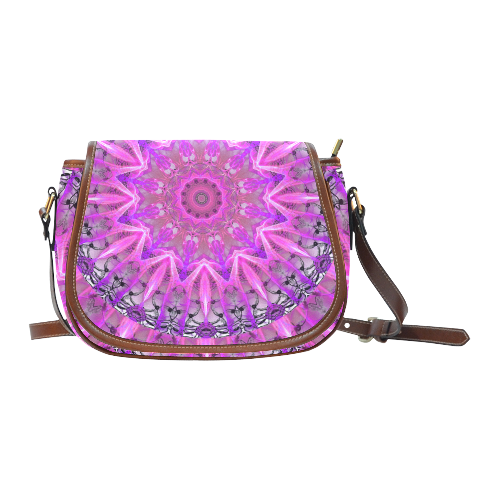 Lavender Lace Abstract Pink Light Love Lattice Saddle Bag/Large (Model 1649)