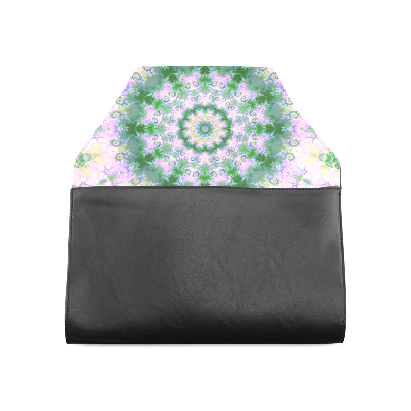 Rose Pink Green Explosion of Flowers Mandala Clutch Bag (Model 1630)