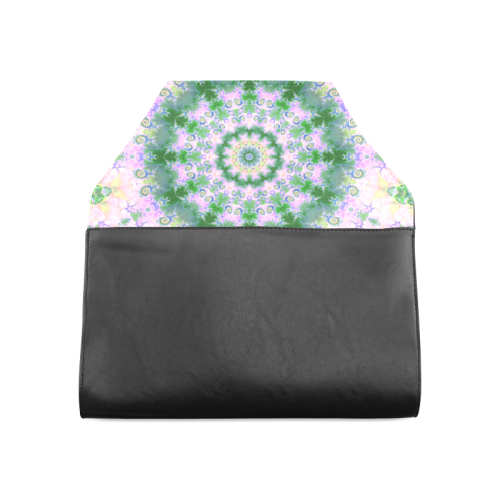 Rose Pink Green Explosion of Flowers Mandala Clutch Bag (Model 1630)