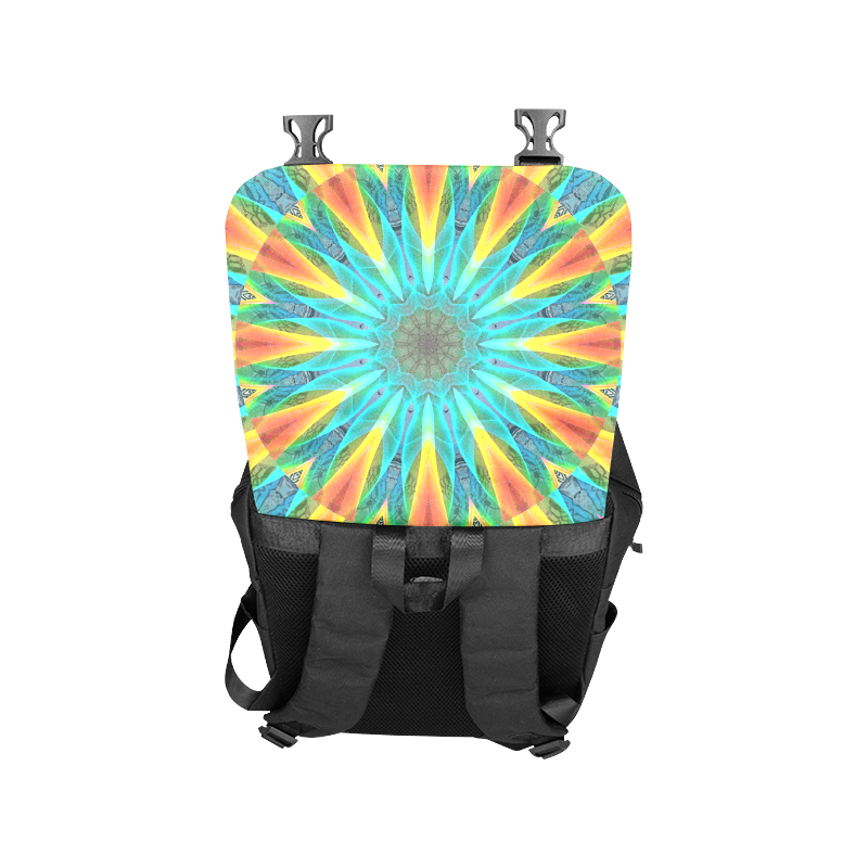 Aqua Gold Joy to the World Flowers, Zen Rainbow Casual Shoulders Backpack (Model 1623)