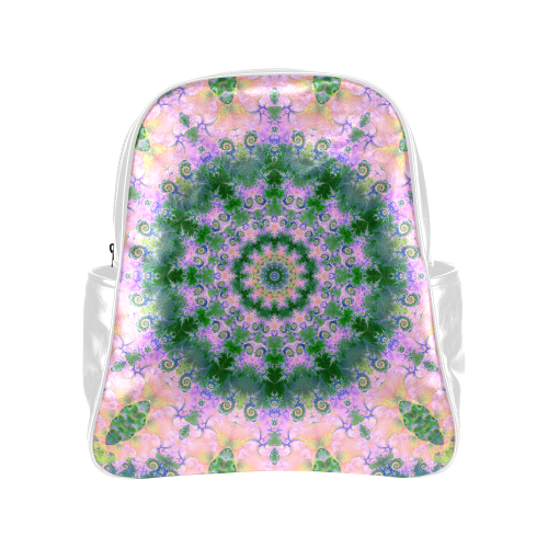 Rose Pink Green Explosion of Flowers Mandala Multi-Pockets Backpack (Model 1636)