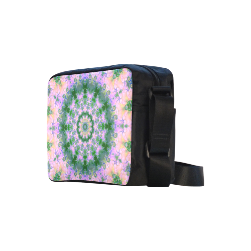 Rose Pink Green Explosion of Flowers Mandala Classic Cross-body Nylon Bags (Model 1632)