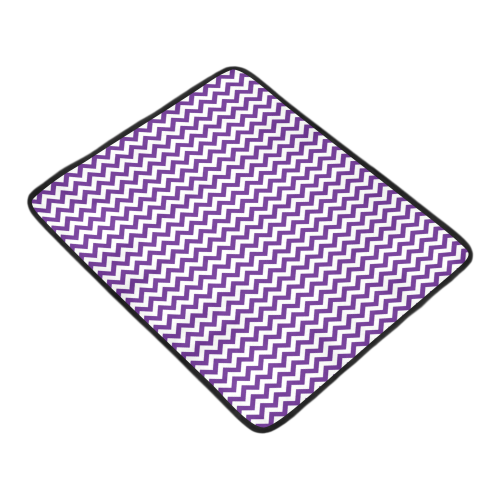 Royal Purple and white small zigzag chevron Beach Mat 78"x 60"