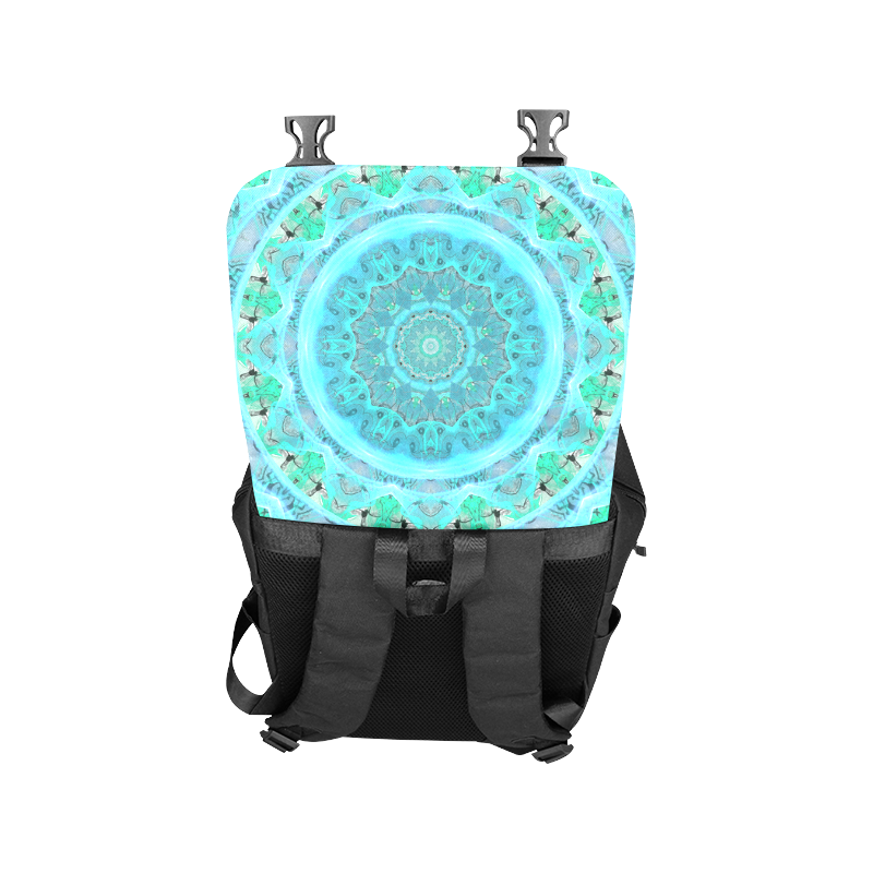 Teal Cyan Ocean Abstract Modern Lace Lattice Casual Shoulders Backpack (Model 1623)