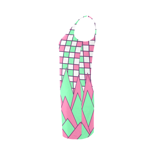 Geometry in pink and green Medea Vest Dress (Model D06)