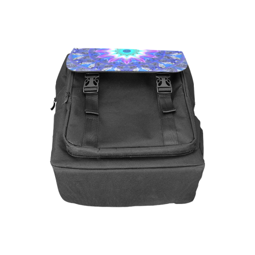 Blue Ice Merry Aqua Violet Foliage Flowers Zen Casual Shoulders Backpack (Model 1623)