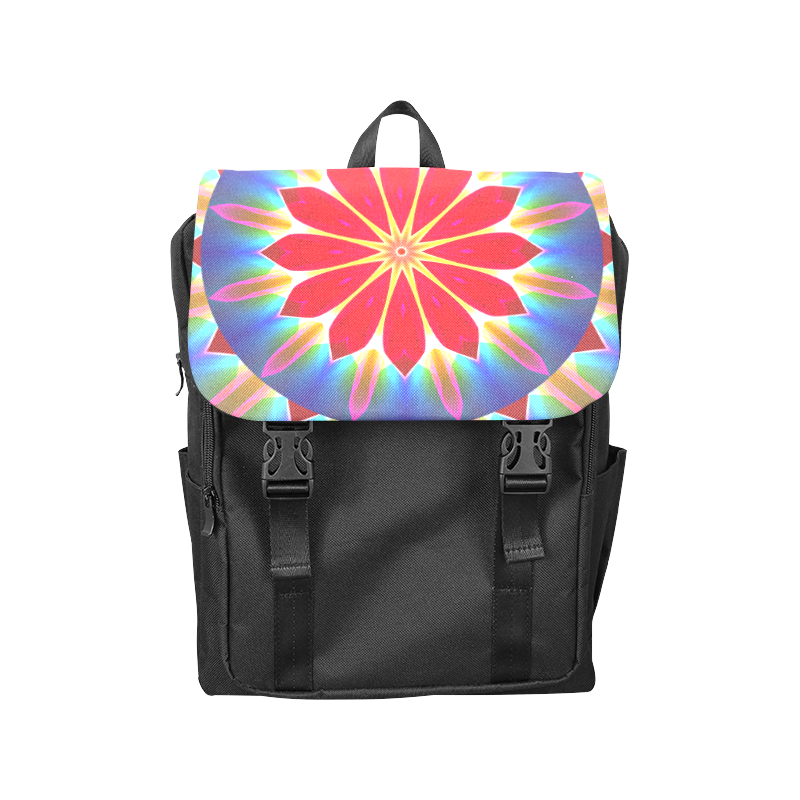 Blue Ice Flowers Red Abstract Modern Petals Zen Casual Shoulders Backpack (Model 1623)