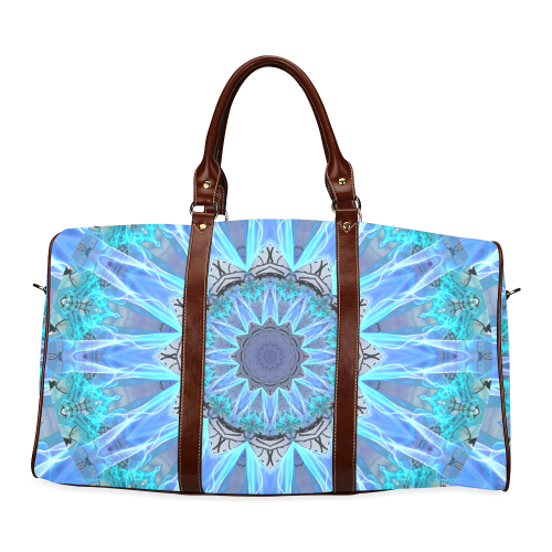 Sapphire Ice Flame, Cyan Blue Crystal Wheel Waterproof Travel Bag/Small (Model 1639)