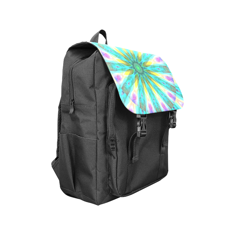 Golden Violet Peacock Sunrise Abstract Wind Flower Casual Shoulders Backpack (Model 1623)