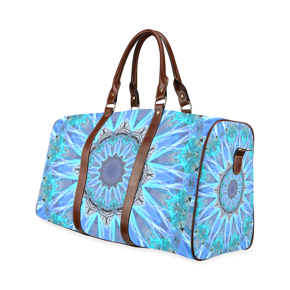 Sapphire Ice Flame, Cyan Blue Crystal Wheel Waterproof Travel Bag/Large (Model 1639)