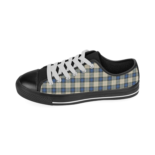 Classic Tartan Squares Fabric - blue beige Men's Classic Canvas Shoes (Model 018)