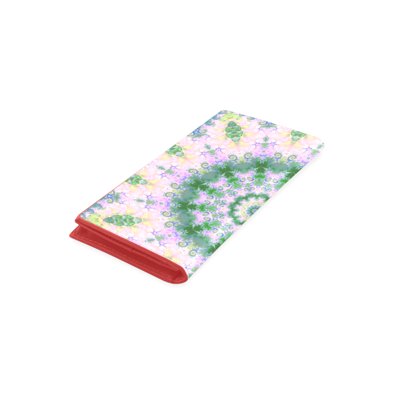 Rose Pink Green Explosion of Flowers Mandala Women's Leather Wallet (Model 1611)