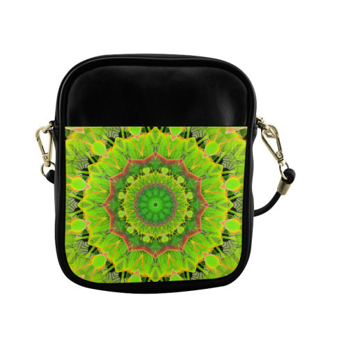 Golden Green Foliage Ferns Abstract Summer Days Sling Bag (Model 1627)