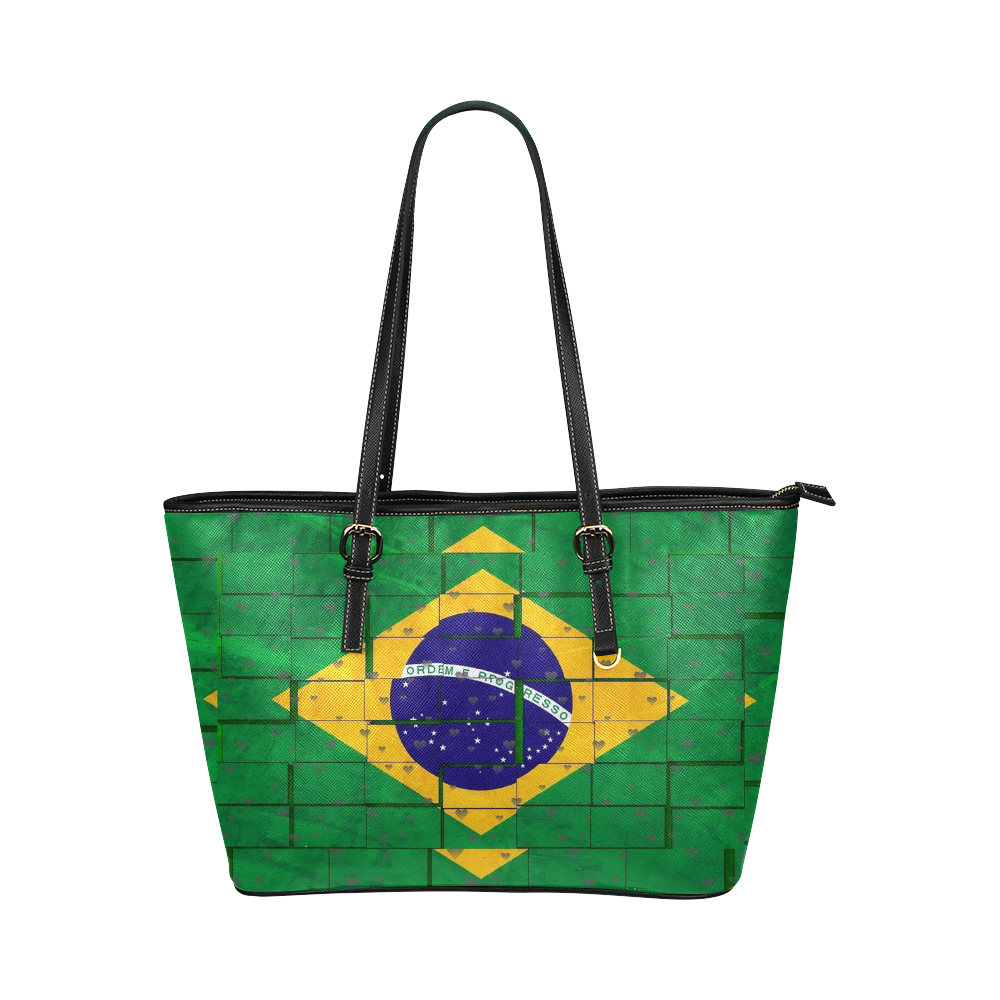 Brazil Pattern by Nico Bielow Leather Tote Bag/Large (Model 1651)