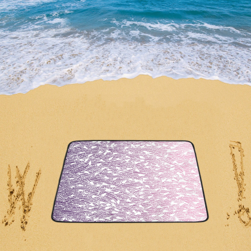 pink purple ombre feather pattern white Beach Mat 78"x 60"
