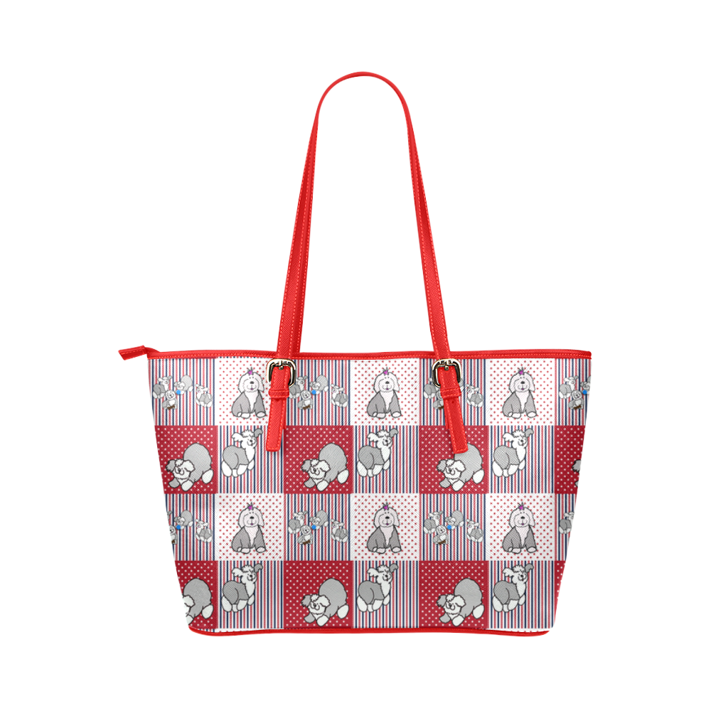 Red, White and Blue_lg Leather Tote Bag/Large (Model 1651)
