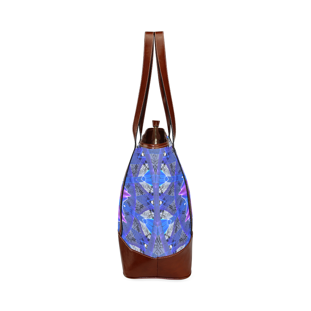 Blue Ice Merry Aqua Violet Foliage Flowers Zen Tote Handbag (Model 1642)