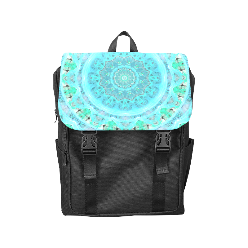 Teal Cyan Ocean Abstract Modern Lace Lattice Casual Shoulders Backpack (Model 1623)