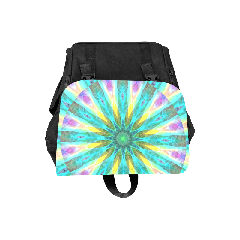 Golden Violet Peacock Sunrise Abstract Wind Flower Casual Shoulders Backpack (Model 1623)