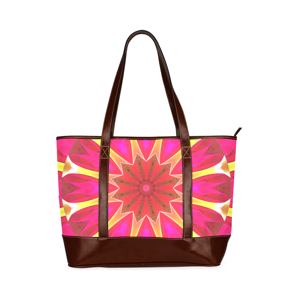 Cherry Daffodil Abstract Modern Pink Flowers Zen Tote Handbag (Model 1642)