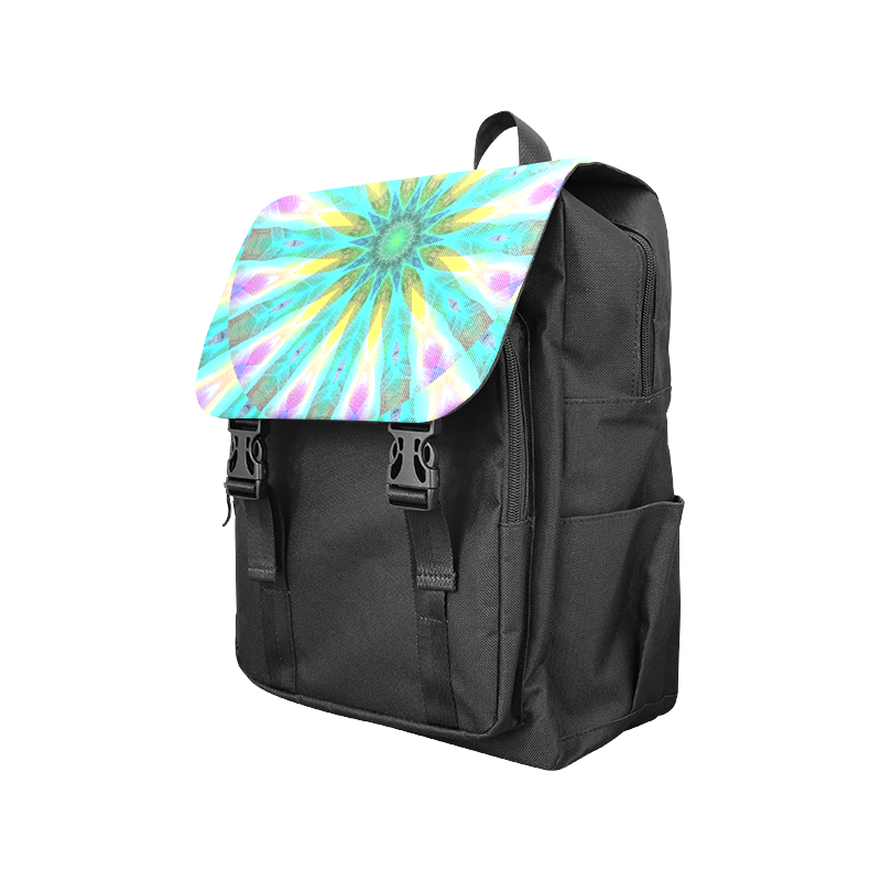 Golden Violet Peacock Sunrise Abstract Wind Flower Casual Shoulders Backpack (Model 1623)