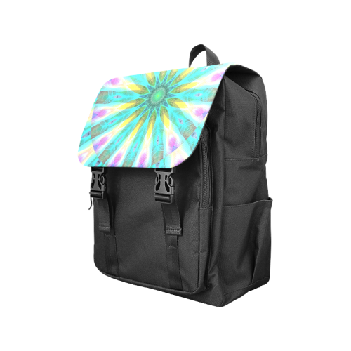 Golden Violet Peacock Sunrise Abstract Wind Flower Casual Shoulders Backpack (Model 1623)