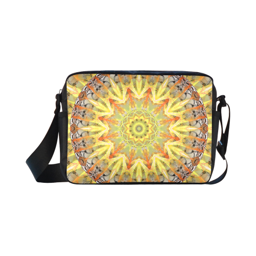 Golden Feathers Orange Flames Abstract Lattice Classic Cross-body Nylon Bags (Model 1632)