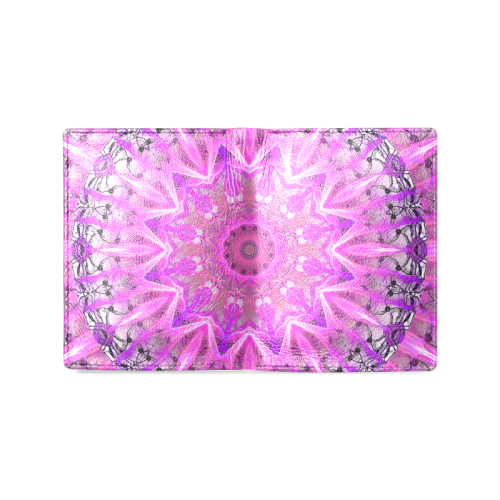 Lavender Lace Abstract Pink Light Love Lattice Men's Leather Wallet (Model 1612)
