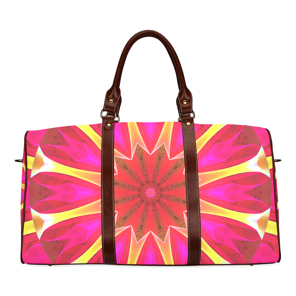 Cherry Daffodil Abstract Modern Pink Flowers Zen Waterproof Travel Bag/Large (Model 1639)