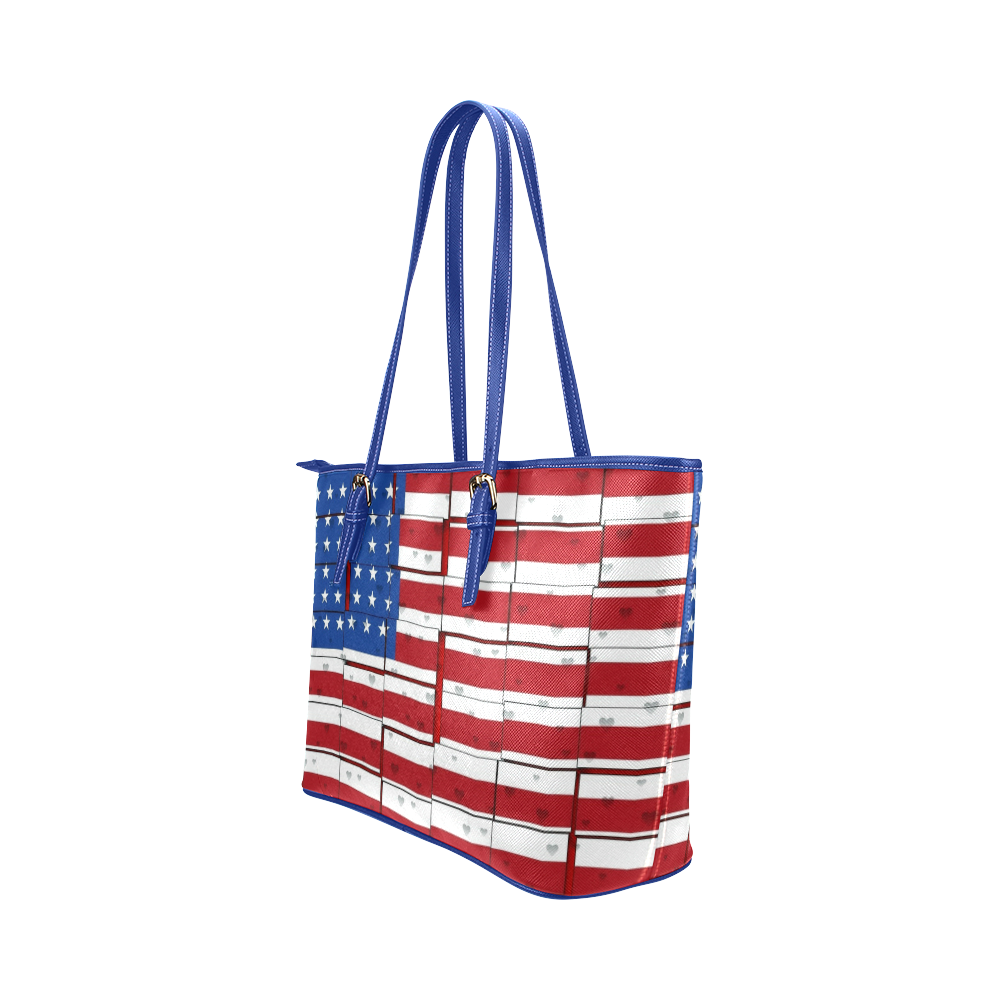 USA Pattern by Nico Bielow Leather Tote Bag/Large (Model 1651)