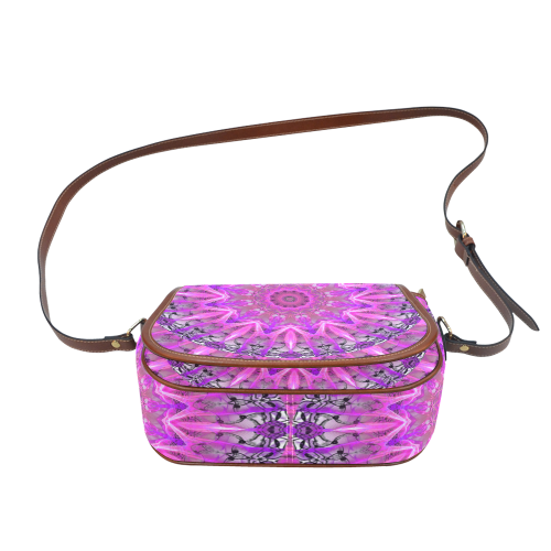 Lavender Lace Abstract Pink Light Love Lattice Saddle Bag/Large (Model 1649)