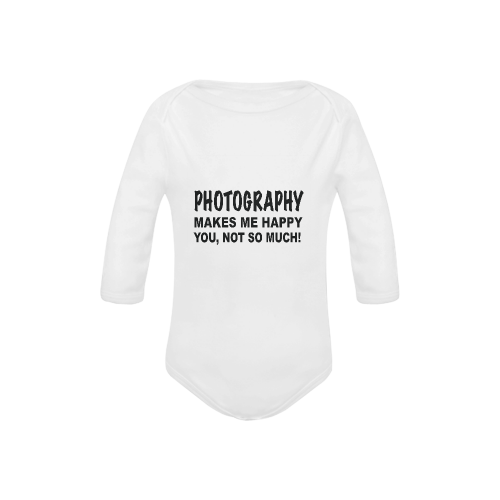 Photography makes me happy Baby Powder Organic Long Sleeve One Piece (Model T27)
