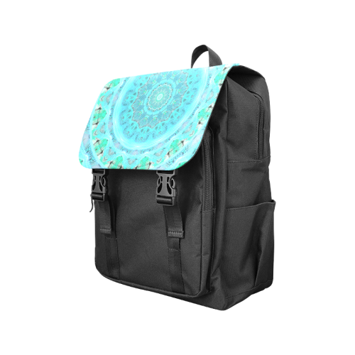 Teal Cyan Ocean Abstract Modern Lace Lattice Casual Shoulders Backpack (Model 1623)