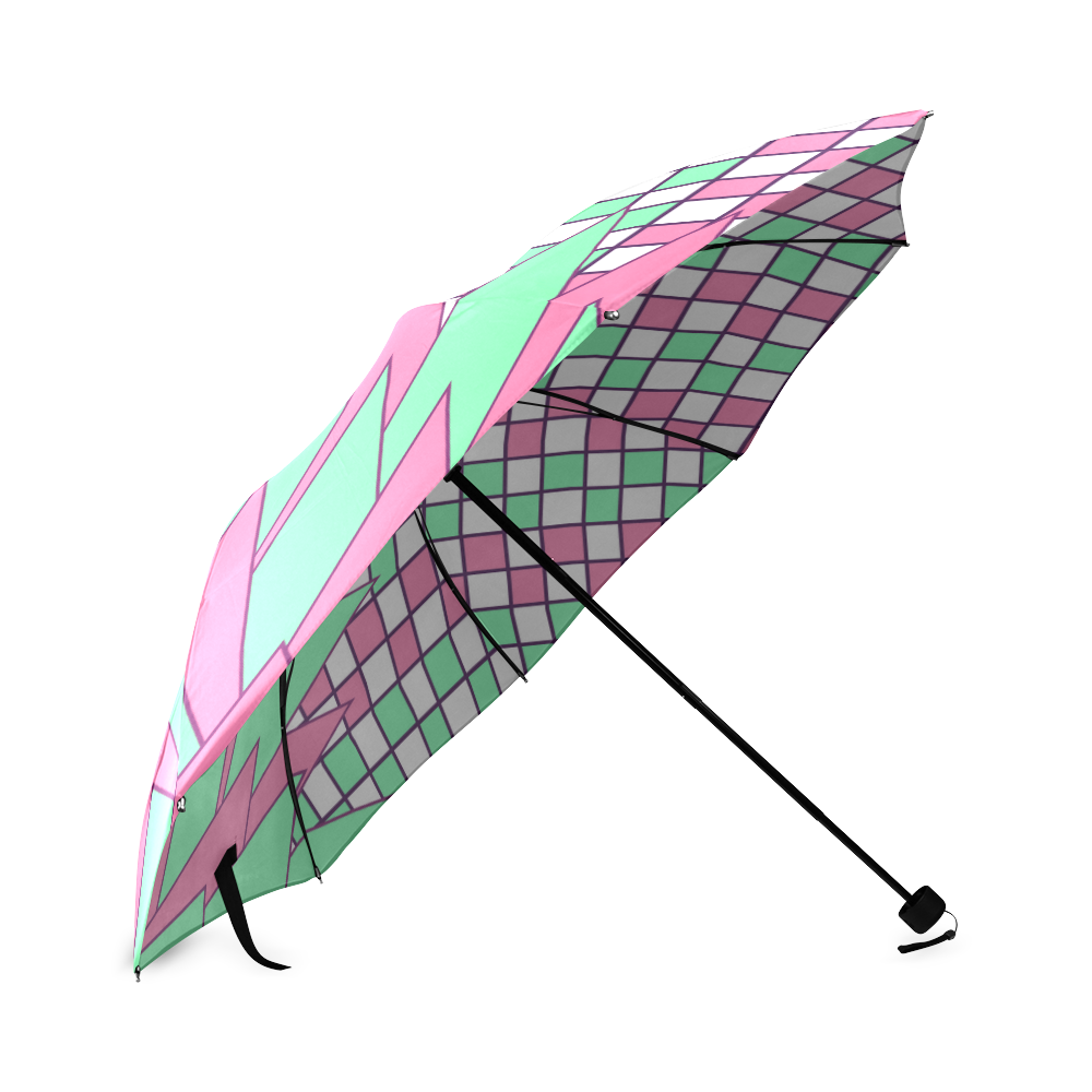 Geometry in yellow and green Foldable Umbrella (Model U01)