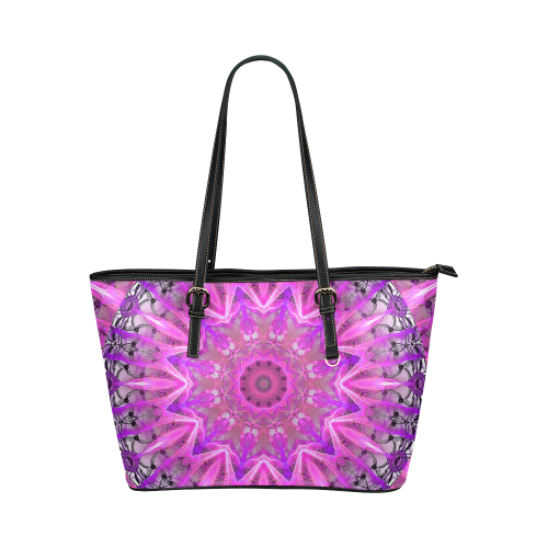 Lavender Lace Abstract Pink Light Love Lattice Leather Tote Bag/Small (Model 1651)