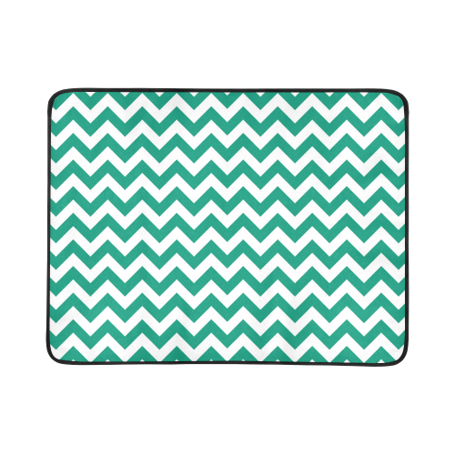 Emerald Green and white zigzag chevron Beach Mat 78"x 60"